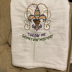 Nola Mardi Gras Fleur de Lis embroidered hand towel