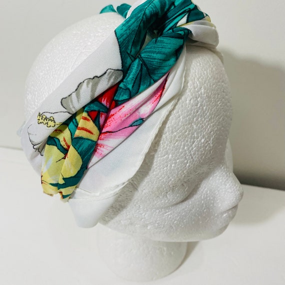 Vintage 80s 90s Olga Greco tropical Head Scarf Fu… - image 2