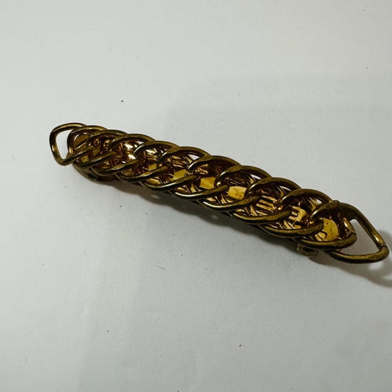Vintage 90s Gold Floral Hair Clip Made in France Barrette  display picture 1