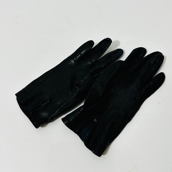 Women's Vintage Driving Gloves Leather Black Size… - image 3