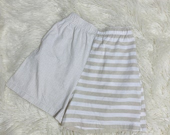 Vintage 90s Hang Ten Cotton High Waist Shorts Beige Striped Small