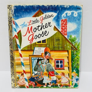 Vintage Mother Goose Little Golden Book 70s 80s Children’s Book ephemera Illustrations