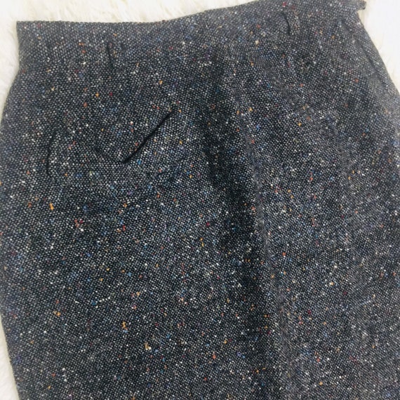 Vintage Wool Tweed Pencil Skirt High Waisted Gray… - image 1