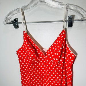 Vintage 70s Polka Dot Nylon Short Gown Medium Orange Boho Hippie