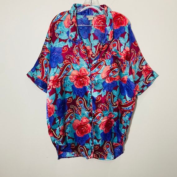 Vintage Satin Nightshirt Oversized Medium Diva Sassy Pajamas 90s Nightgown
