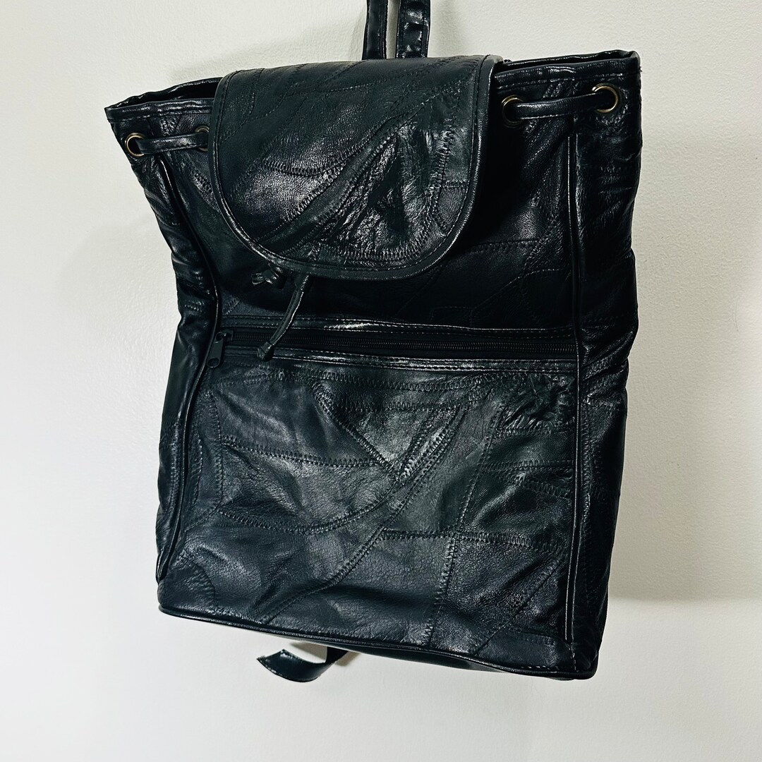 Vintage Genuine Leather Backpack Purse 80s - Etsy