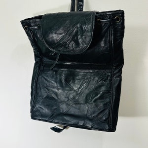Vintage genuine leather backpack purse 80s