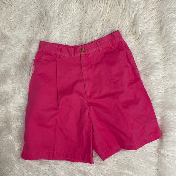 Women's 90s Hot Pink Pleated High Waisted Shorts - image 1