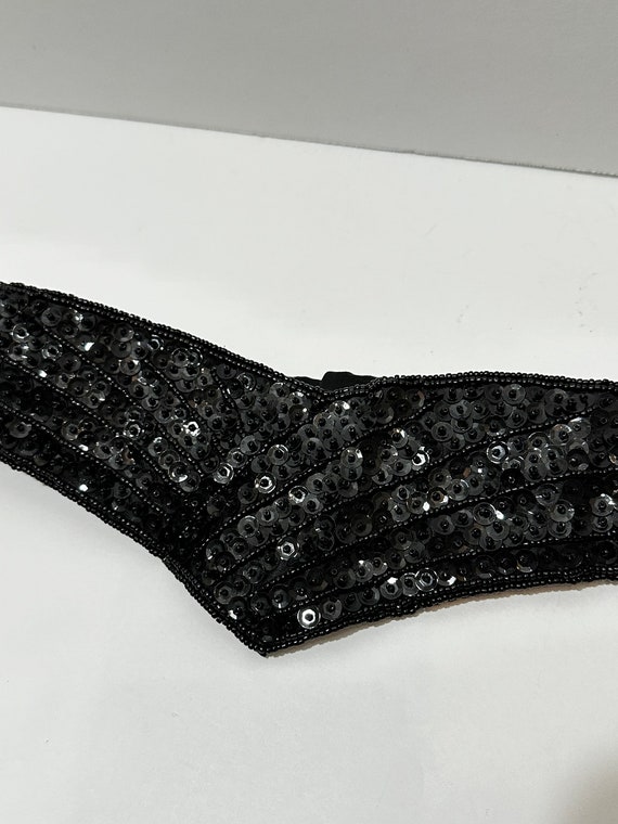 Vintage Beaded Waist Accent Belt Ornate Elegant Black Medium  display picture 1