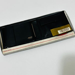 Vintage 60s 70s Amity Rolfs Mens Wallet Bi fold Wallet con ranuras para llaves de repuesto negro Cowhide Prop costume