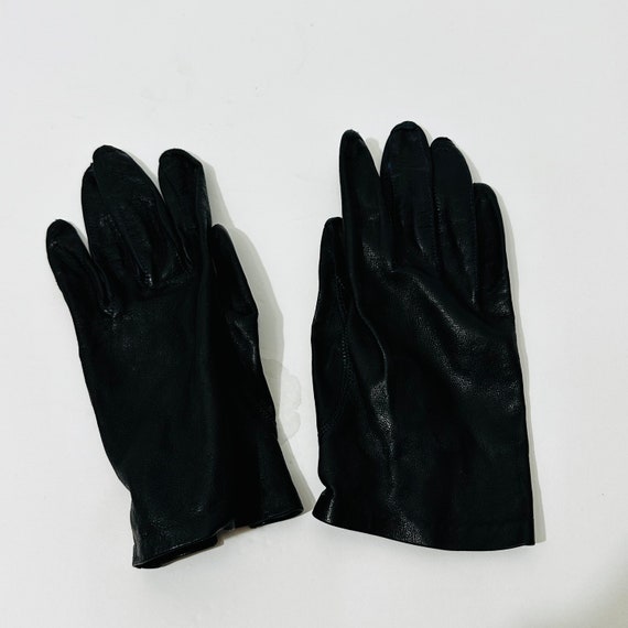 Women's Vintage Driving Gloves Leather Black Size… - image 1