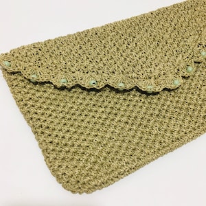 Vintage Woven Clutch Beaded Boho Pouch Handbag Made in Japan
