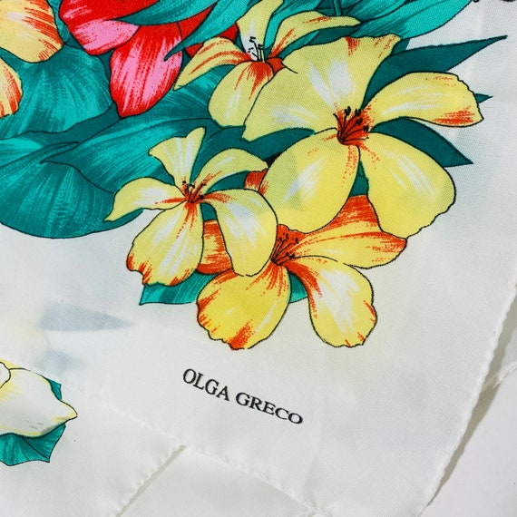 Vintage 80s 90s Olga Greco tropical Head Scarf Fu… - image 4