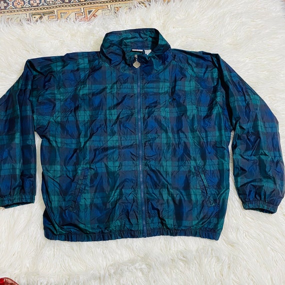 Vintage Jerzees Nylon Plaid Jacket Dad Jacket 90s… - image 2