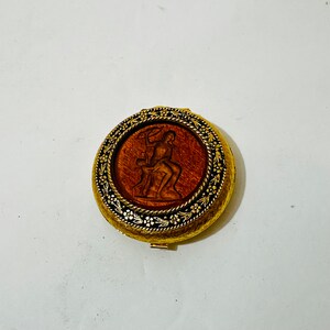 Vintage Translucent Powder Puff Mirror Compact 60s 70s Makeup Vanity Pinup