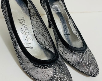 Vintage Black Silver Pumps Size 5