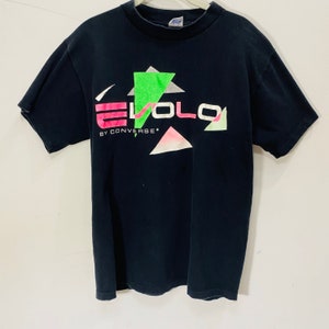 Vintage Rare Evolo by Converse Promo Single Stitch T shirt Tee Graphic Tshirt Neon Large Royal First Class