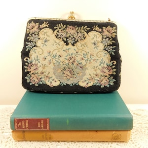 1950&#39;s Floral Evening Bag | Vintage Petit Point Handbag