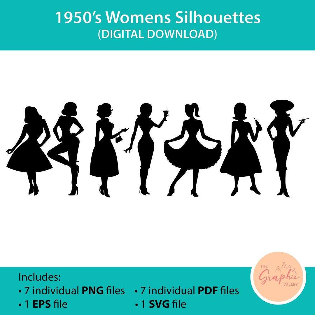 Sleek 1950's Woman Silhouette Clip Art Vintage 50's - Etsy Australia
