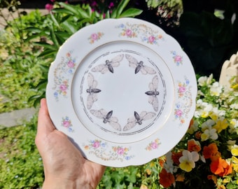 Moths on Vintage Side Plate