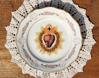 Ex Voto Sacred Heart Milagro Flash Vintage Dessert Plate