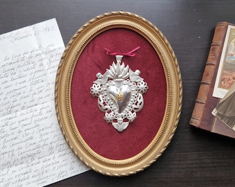 Ex Voto Antikes Votivherz Heiliges Herz Jesu Anfang des 20. Jahrhunderts Madonna Jungfrau Maria