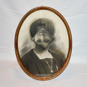 AUTHENTIC große Original antike Fotografie modifiziert Portrait Frau super gruselig Bild 3