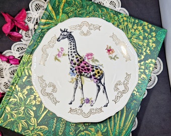 Giraffe on Vintage Side Plate