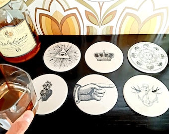 Handmade Ceramic Coasters Bizarre Set of 6