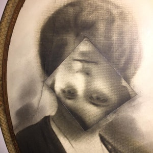AUTHENTIC große Original antike Fotografie modifiziert Portrait Frau super gruselig Bild 4