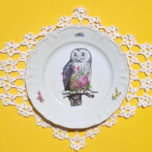 Owl Vintage Dessert Plate