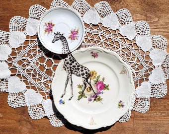 Giraffe Vintage Mismatched Side Plates