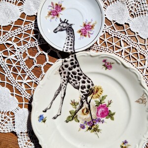 Paar vintage giraffe schotels afbeelding 2