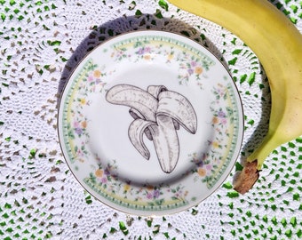 Banana on Vintage Side Plate