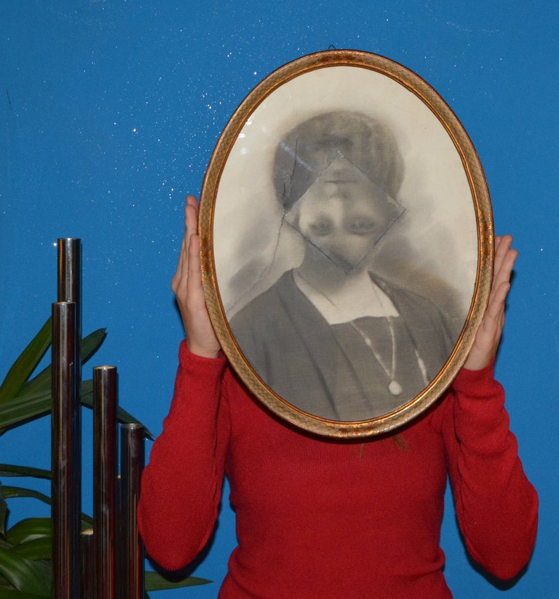 AUTHENTIC große Original antike Fotografie modifiziert Portrait Frau super gruselig Bild 1