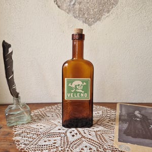 Antique Poison bottle Apothecary Pharmacy, druggist, medical oddity, vintage curiosity