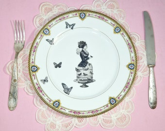 Lady Butterfly Vintage Dinner Plate