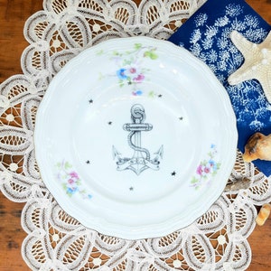 Anchor on Vintage Side Plate Seaside Summer