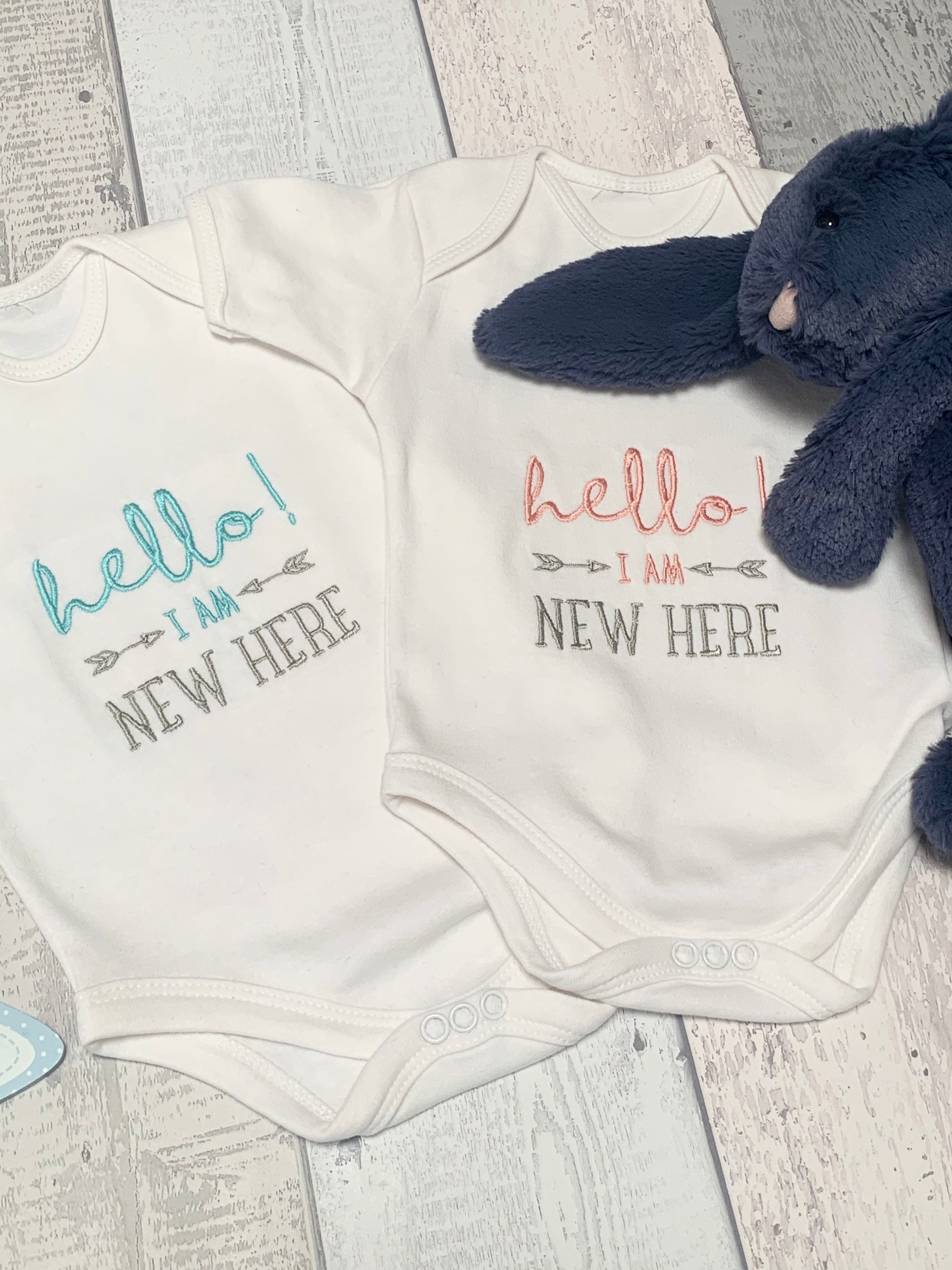 Hello world baby vest baby boy Hello im new here new baby Etsy