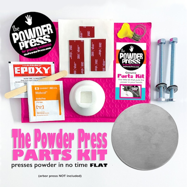 The Powder Press PARTS KIT | Indie Cosmetic Power Pressing Machine DIY Kit for your arbor press | makeup eye shadow + face powder pressing