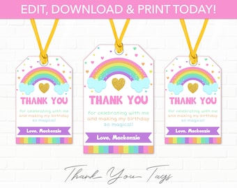 Rainbow Favor Tags, Rainbow Birthday Party, Rainbow Thank You Tags, Rainbow Party Tags, Rainbow Birthday Printable - PT1162A