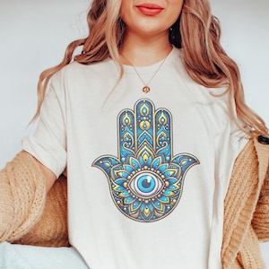 Diseño de sublimación PNG de mal de ojo, mano de Hamsa, símbolo de protección ojo turco png, teología griega, diseño de camisa floral, descarga instantánea