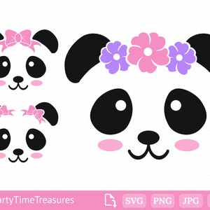 Panda SVG, Panda lindo Svg, Panda Cara Svg, Dibujo súbdeo svg, Panda Bear Svg, Png, Jpg, Cricut, Silueta - PT1193