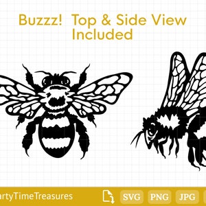 Honey Bee Svg, Bee Clipart, Bee Silhouette, Bee Cutting File, Png, Dxf - PT1233