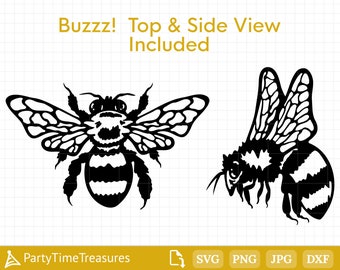 Honey Bee Svg, Bee Clipart, Bee Silhouette, Bee Cutting File, Png, Dxf - PT1233