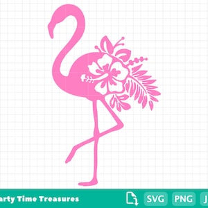 Pink Flamingo SVG, Flamingo Clipart, Tropical Beach Cut File, Png - PT1396