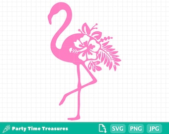 Pink Flamingo SVG, Flamingo Clipart, Tropical Beach Cut File, Png - PT1396