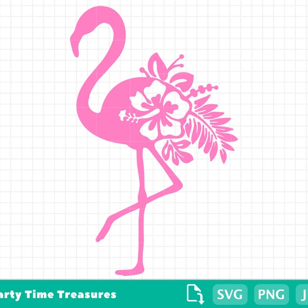 Pink Flamingo SVG, Flamingo Clipart, Tropical Beach Cut File, Png - PT1396
