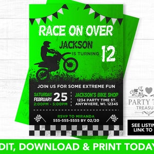 Dirt Bike Invitation, Dirt Bike Party, Birthday Invitation, Dirt Bike Birthday, Motocross Invitation, Party Invitations, PT1094