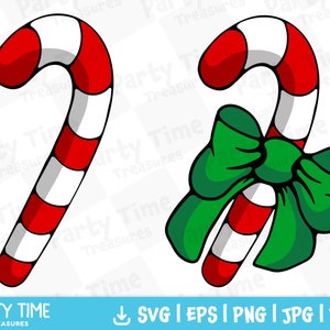 Candy Canes SVG, Instant Digital Download, Candy Canes Clipart with Bow, Christmas Peppermint PNG, Holiday Candy SVG  - PT1538